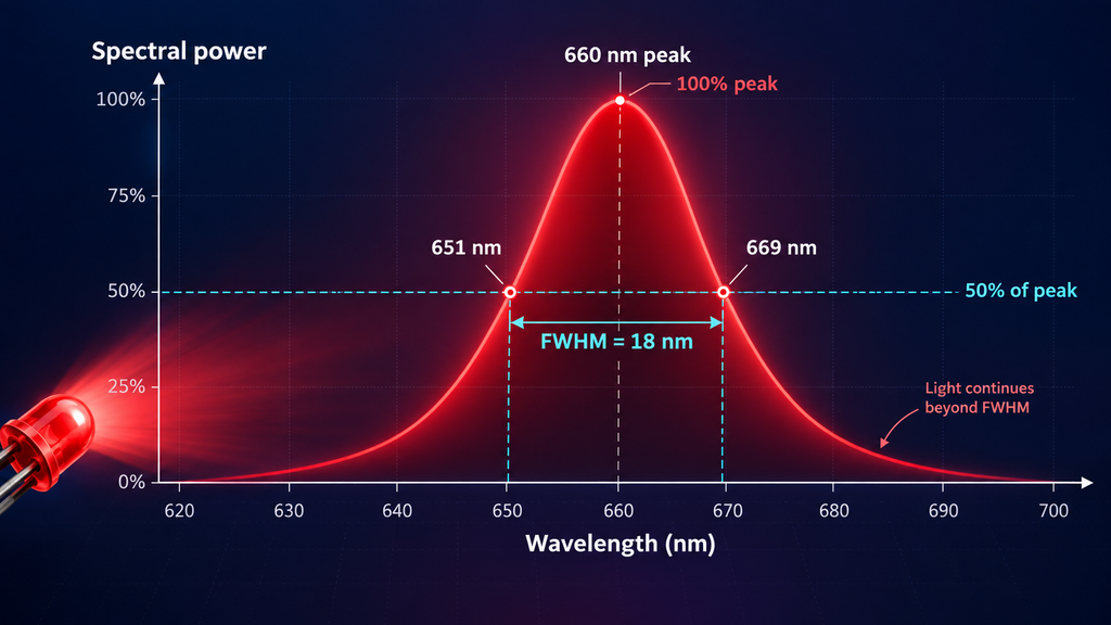 LED spectral width.