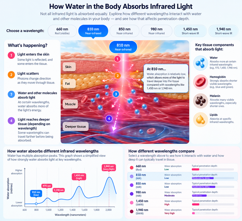 how does water absorb infrared light